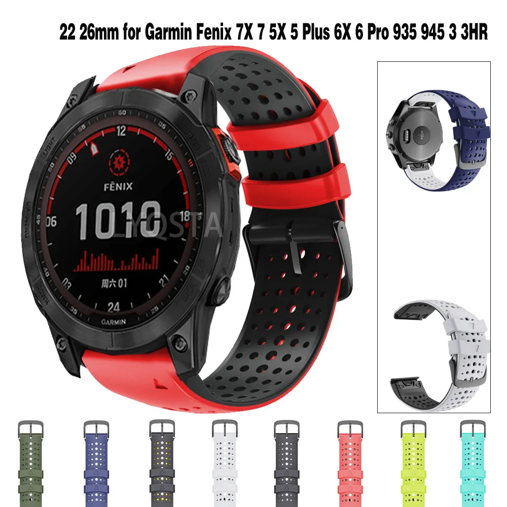 

Ремешок для смарт-часов Garmin Fenix 7 7X 6 6X Pro 5X 5 Plus 3 3HR Forerunner 935 945, быстросъемный силиконовый браслет