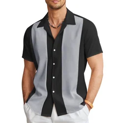 Camisa de manga corta con botones para hombre, camisa de primavera y verano con estampado digital 3D aleatorio, estilo Simple, a la moda