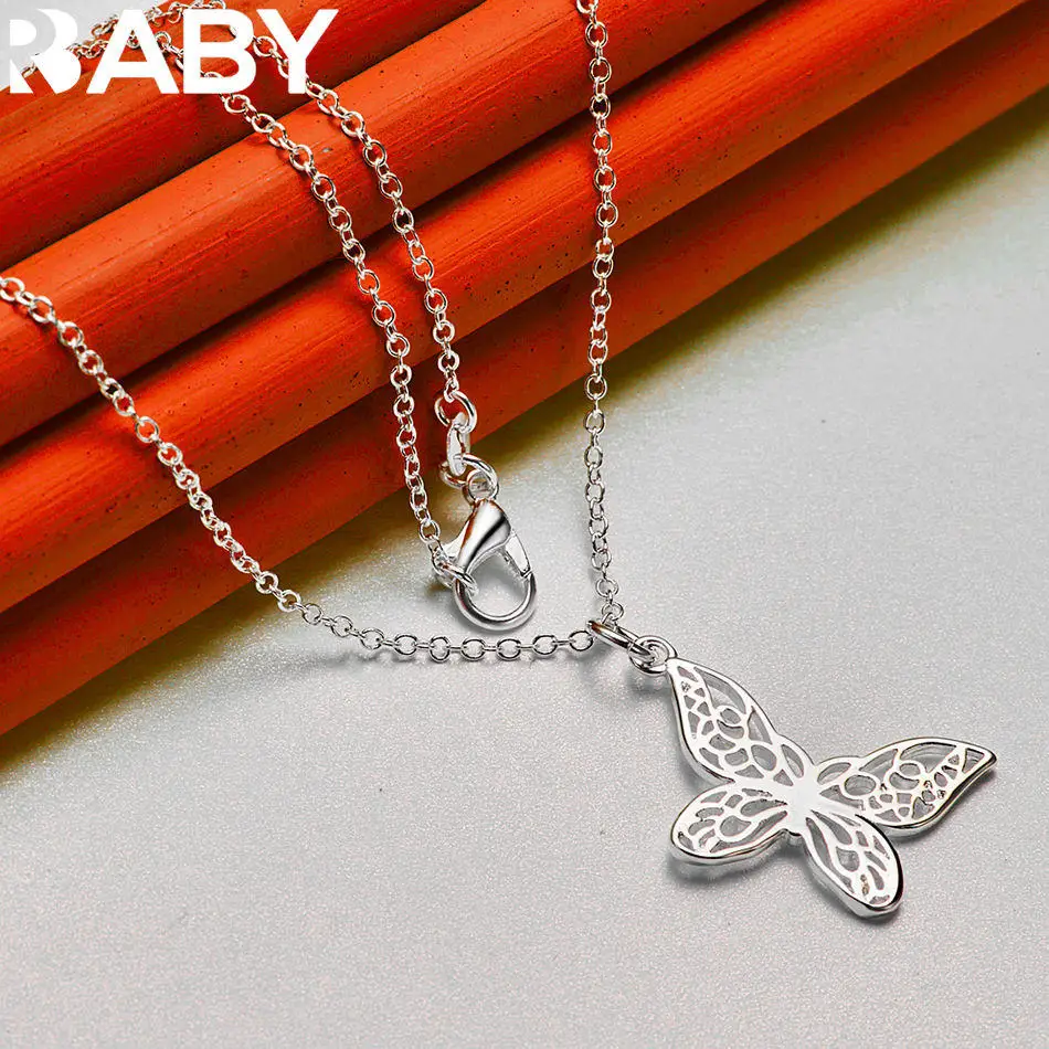 URBABY 40-75cm 925 Sterling Silver Hollow Butterfly Pendant Necklace For Women Charm Trend Birthday Gifts Fashion Party
