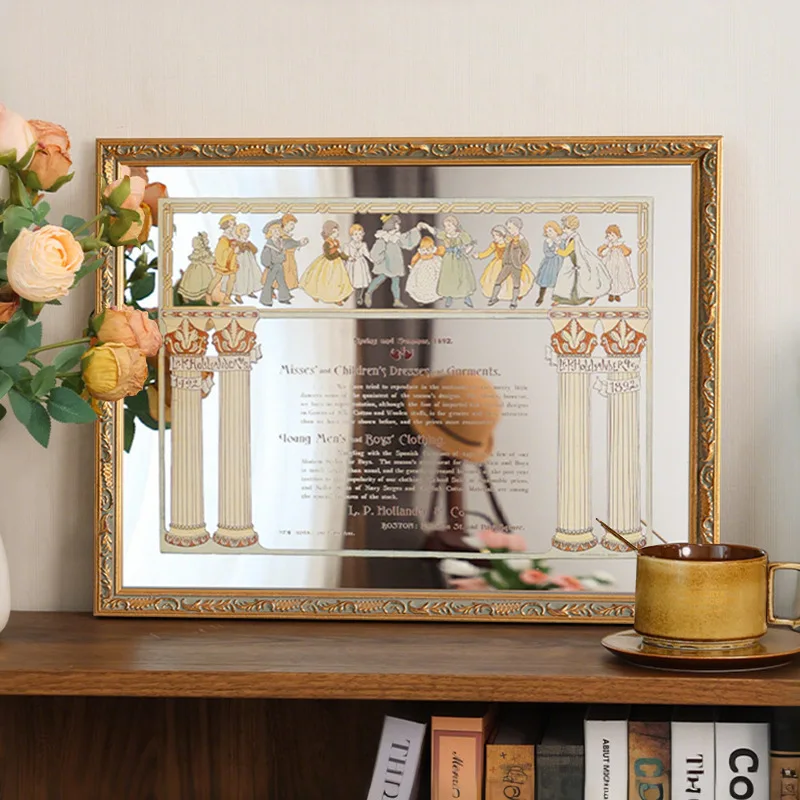 French retro piano score mirror painting niche art decorative painting living room bedroom ornament