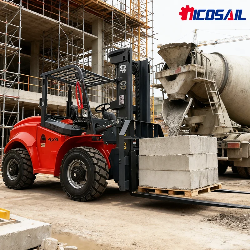 4WD Wheel Drive Rough Terrain Forklift Agricultural Off-road Forklift 4 Ton 4x4 diesel Forklift Truck