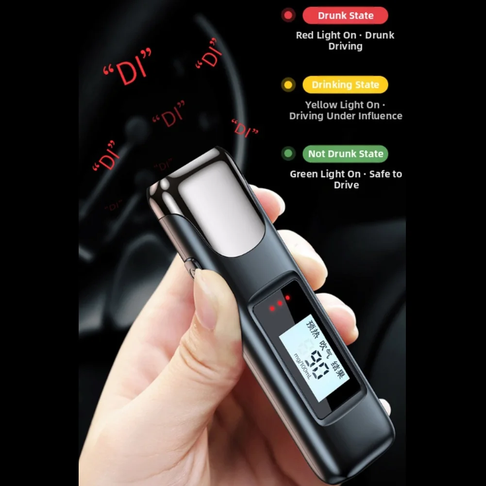 Drunk Reminder Portable Breathalyzer Test Range 0.000-0.19 BAC Automatic Shutdown 10 Seconds Breathalyzers For Party Safety