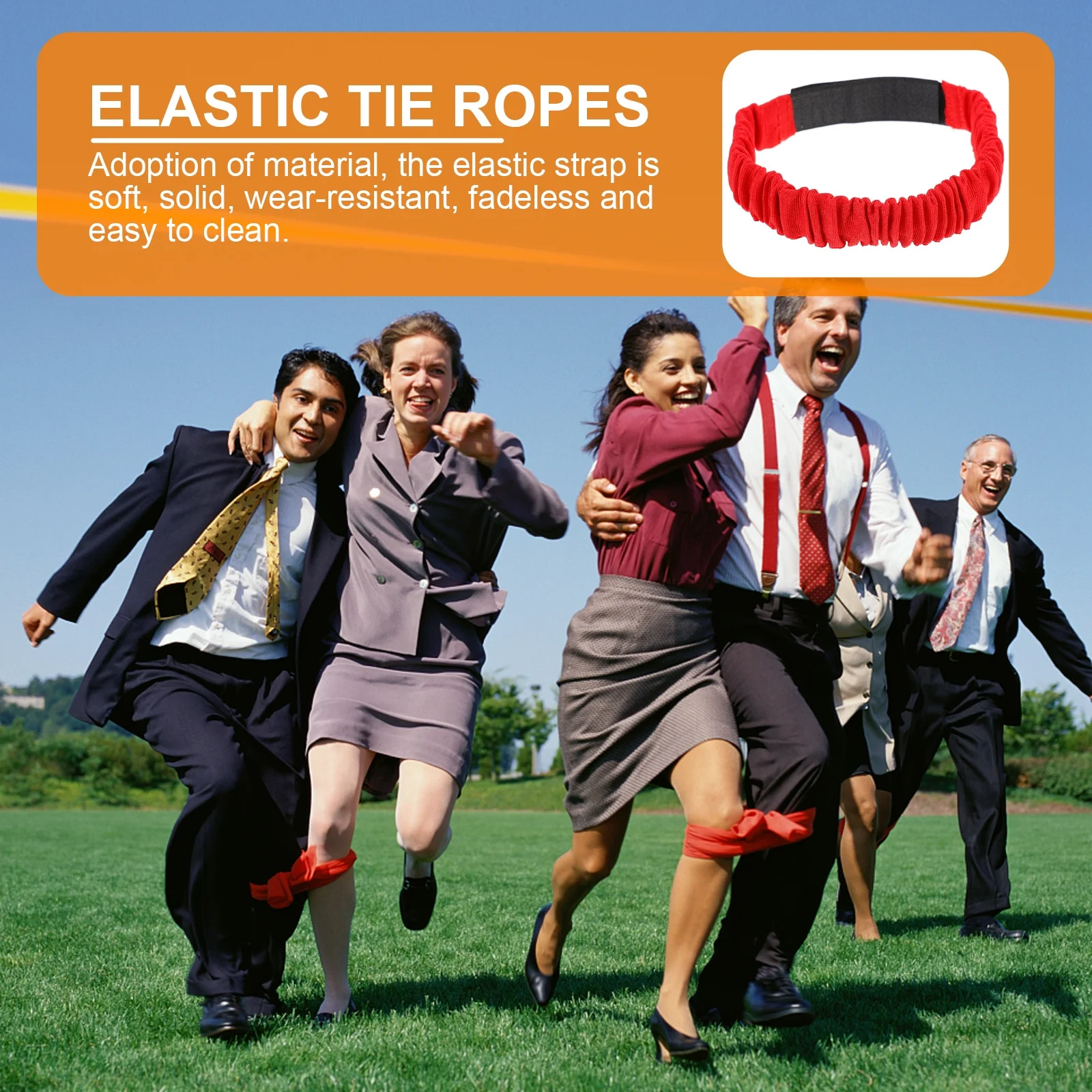 

4Pcs Game Tie Bands Soft Elastic Race Bands for Outdoor Indoor Sports Three-Legged Ropes Blue Yellow Green Red