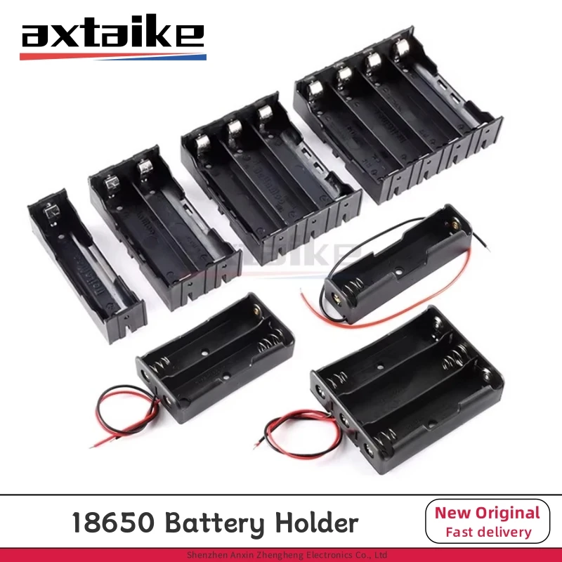 

2PCS 18650 3.7V Battery Storage Box Case 1 2 3 4 Slot Way DIY Batteries Clip Holder Container With Wire Lead PCB Welding Black