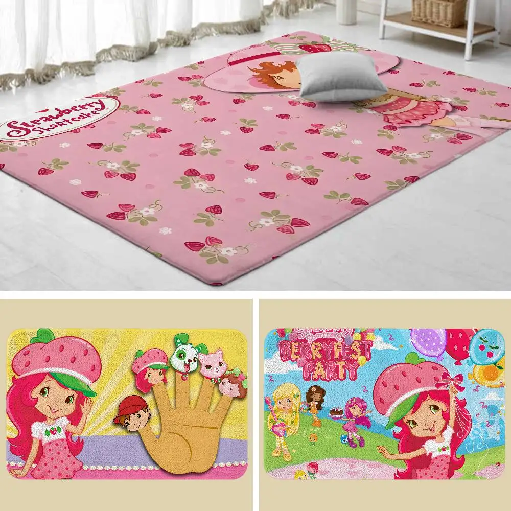 S-Strawberry-shortcakeS Girl Floor Mats Laundry Rug Carpet For Living Room Decor Lounge Area Anti-slip Foot Mat Entrance Doormat