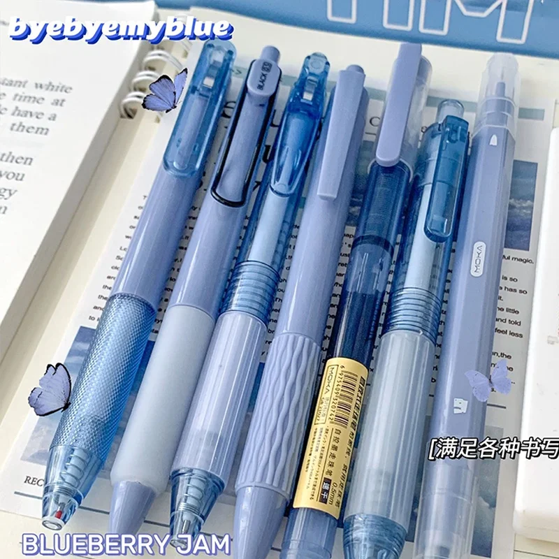 7Pcs/Box Minimalist Transparent 0.5mm Gel Pens Fashion Office Signature Pen Creative Multifunction School Supplies