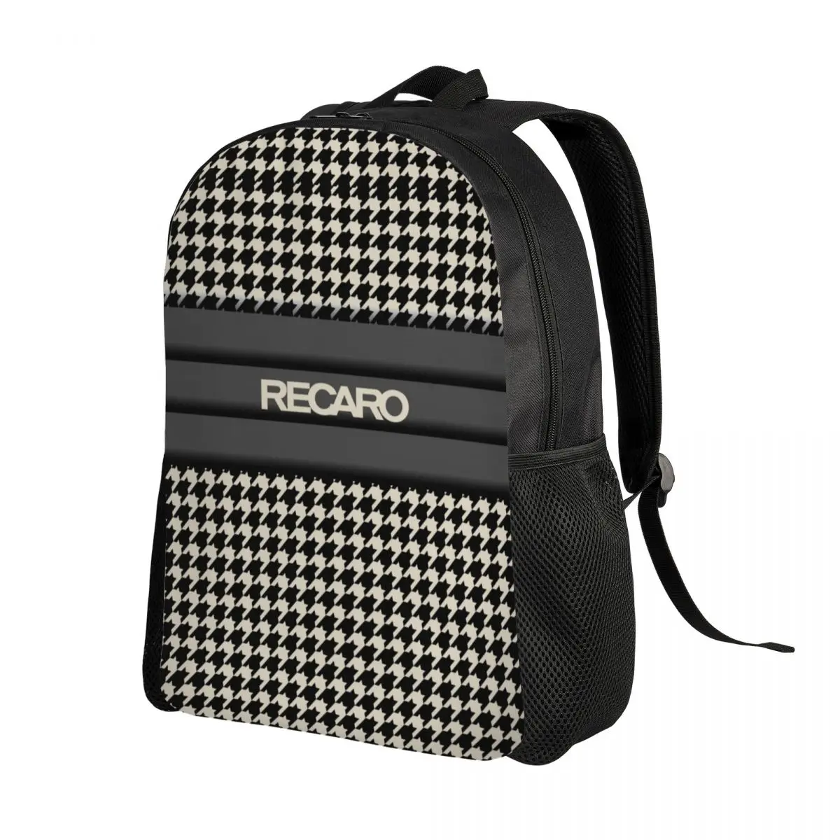 사용자 정의 Recaroes 좌석 Houndstooth 배낭 소녀 소년 대학 학교 여행 가방 남성 여성 Bookbag 15 인치 노트북에 적합