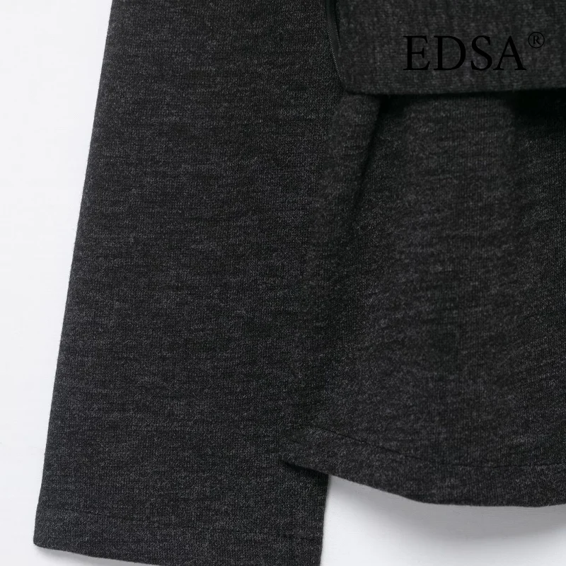 سترة نسائية ناعمة من EDSA مع حزام وأكمام طويلة للربيع والخريف وأكمام طويلة بغرز مفتوحة معطف نسائي ملابس خارجية #6