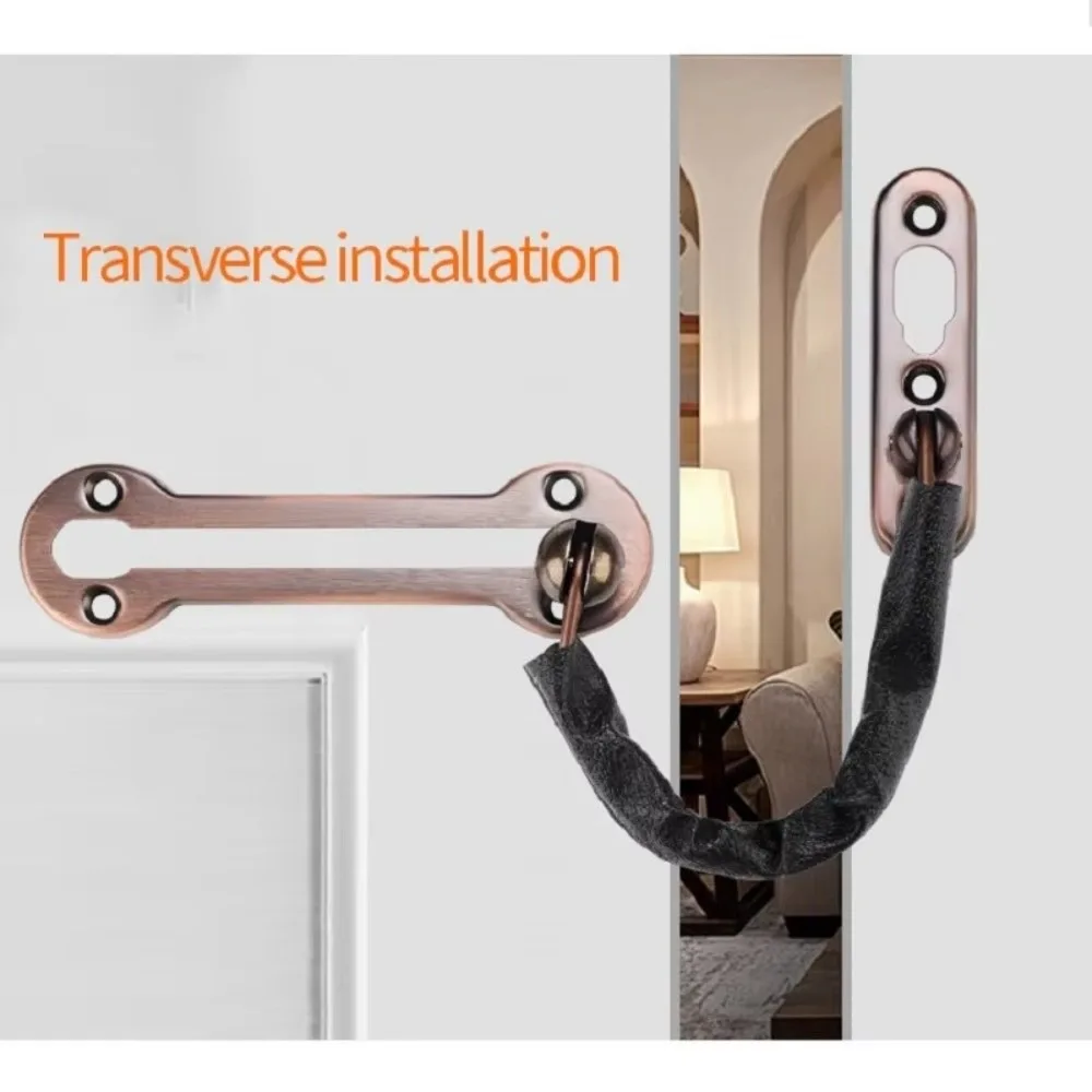 Portable Anti-theft Door Locks Household Stainless Steel Security Chain Nail Free Glue Thickening Safety Lock Door Lock Hardware