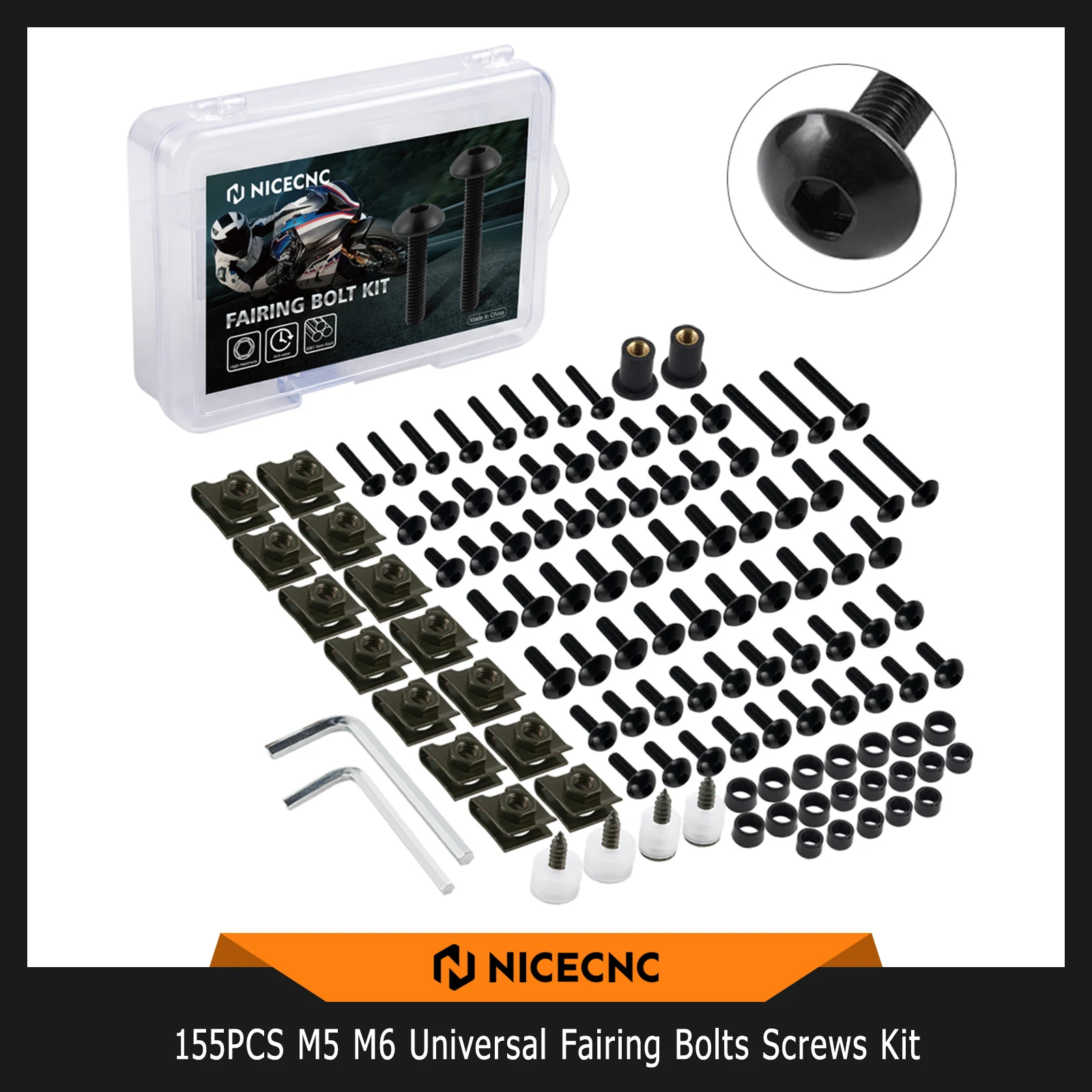 155PCS M5 M6 Fairing Bolts Screws Kit For Triumph Street Triple 765RS 1200RR Tiger 900 Scrambler 900 Tiger 1200 Daytona 765