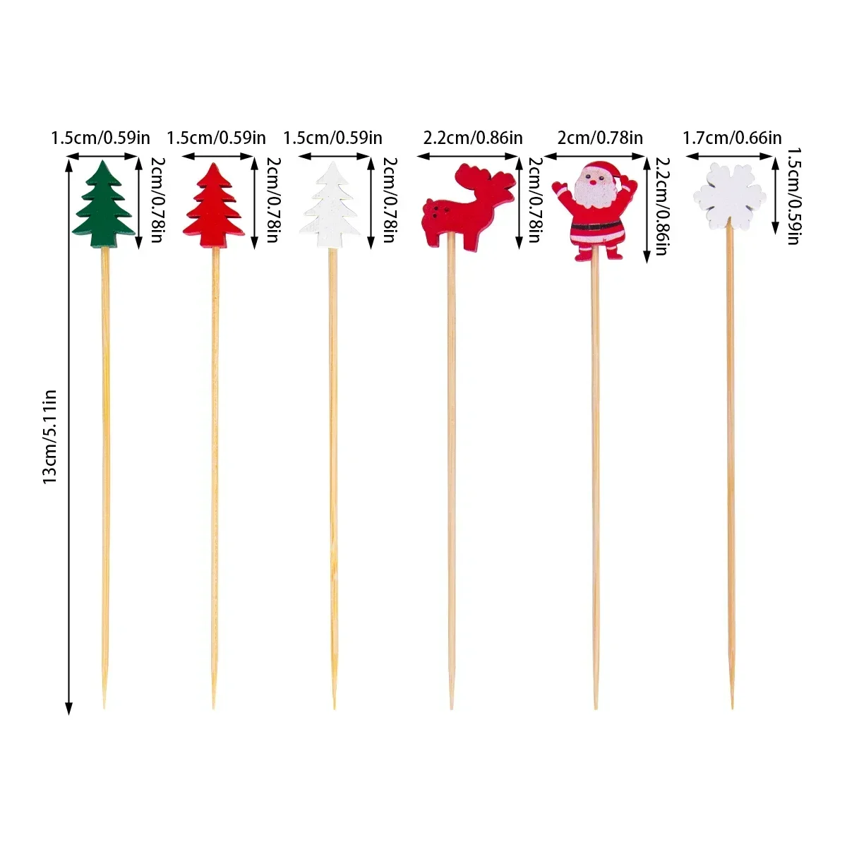 50Pcs/set Mini Toothpick Party Christmas Customized Package Design Banner Hamburger Cupcake Decoration Disposable Bamboo Stick