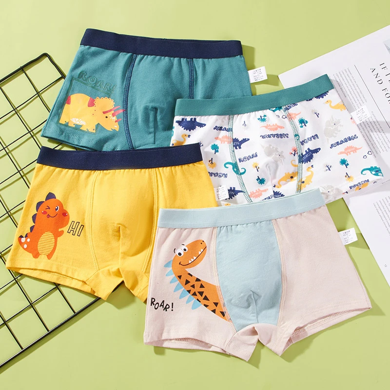 2/4/6 Pcs Lot Boys Boxer Briefs Kids Cotton Underwear Breathable Underpants Teenager Cartoon Print Children Panties 2-14Y New
