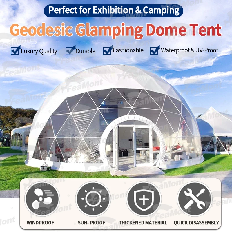 New Design 6M customized outdoor igloo geodesic dome hotel glamping house tent