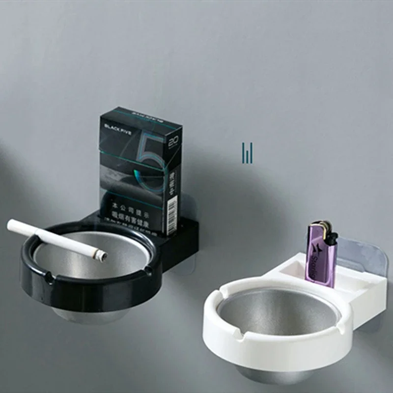 

Convenient To Install Wall Mounted Stainless Steel Ashtray Bathroom Cigarettess Holder Storage Rack Can Put Cigarette Case