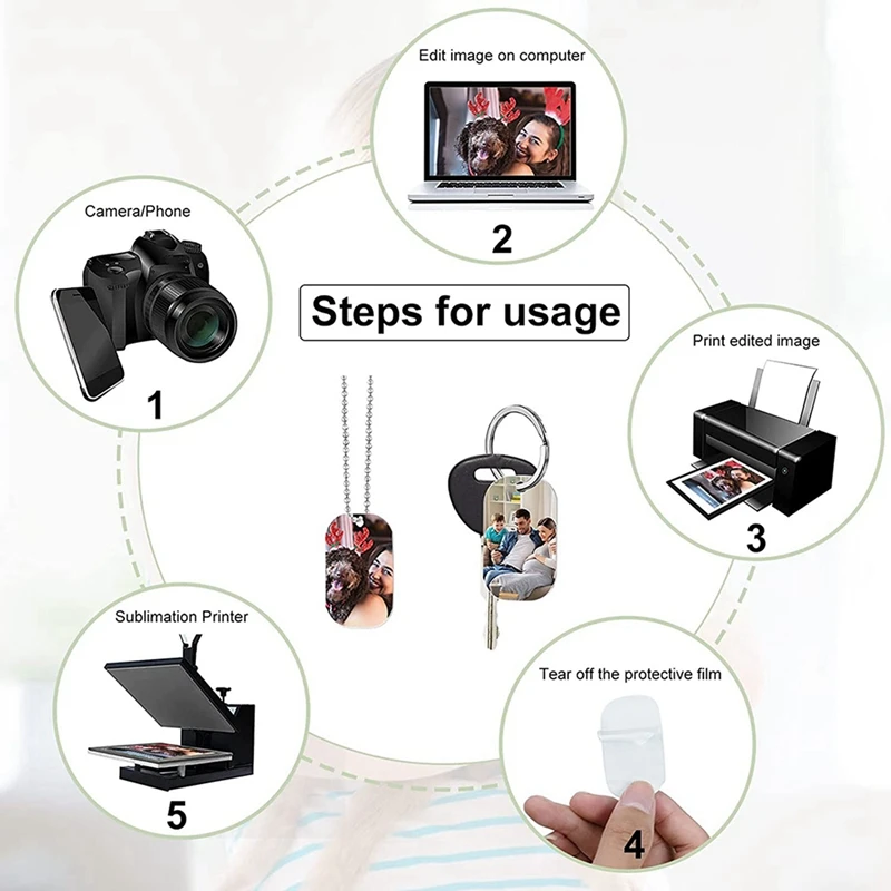 88 buah tag anjing aluminium kosong cap sublimasi, dengan rantai kalung rantai gantungan kunci pita panas untuk Pet ID, liontin