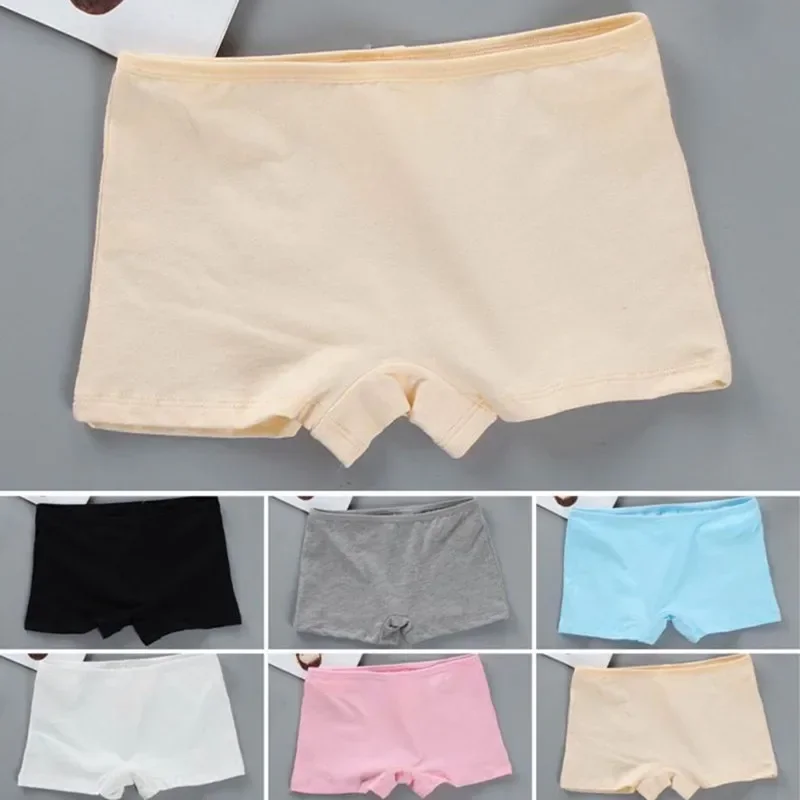 

10Pc/Lot Girl Safety Shorts Solid Color Underwear Soft Elastic Cotton Panties Briefs 8-18Years