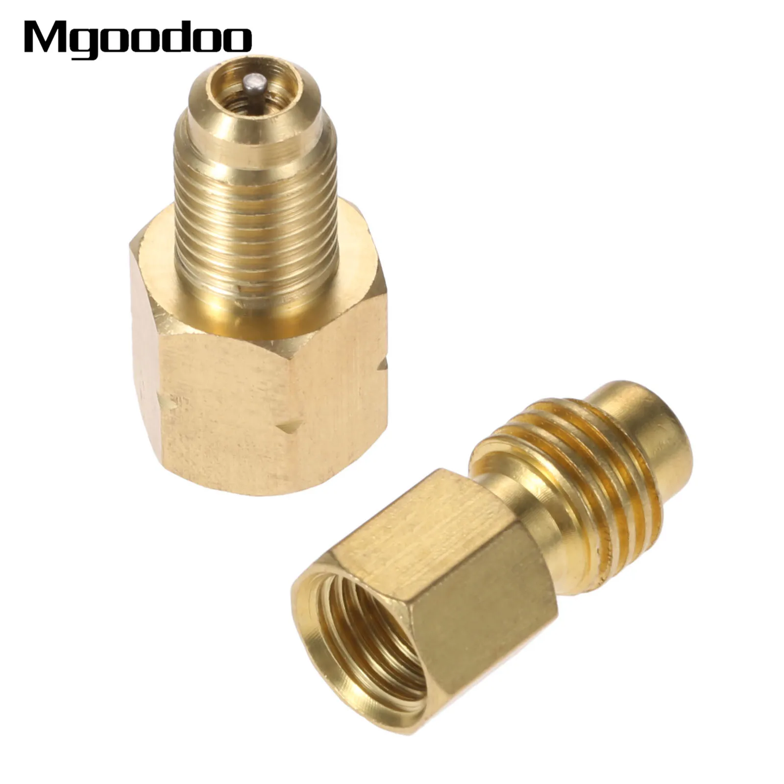 

2x R1234yf Hose Adapter Valve Core Can Tap Gasket 1/4" SAE 1/2" ACME Thread Brass For Vacuum Pump Can Tap Oil Injector Charging