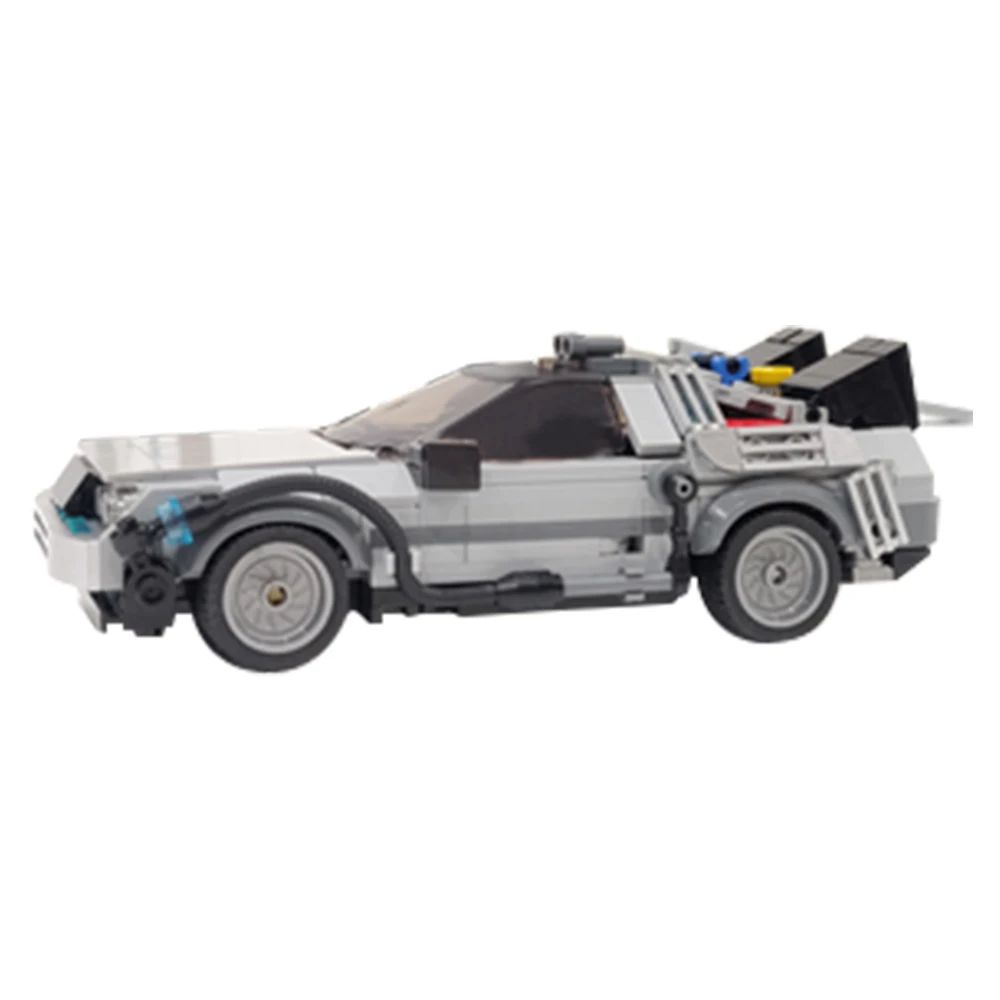 MOC Delorean العودة إلى المستقبل سباق السيارات آلة الزمن الطوب الخيال العلمي التقنية الشاحنات اللبنات لعبة الأطفال #5
