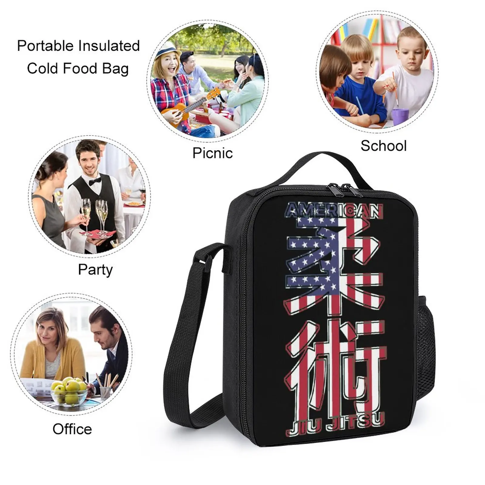 American Jiu Jitsu American Jiu Jitsu T 3 in 1 Set 17 Inch Backpack Lunch Bag Pen Bag  Durable Knapsack Snug Sports Activities T