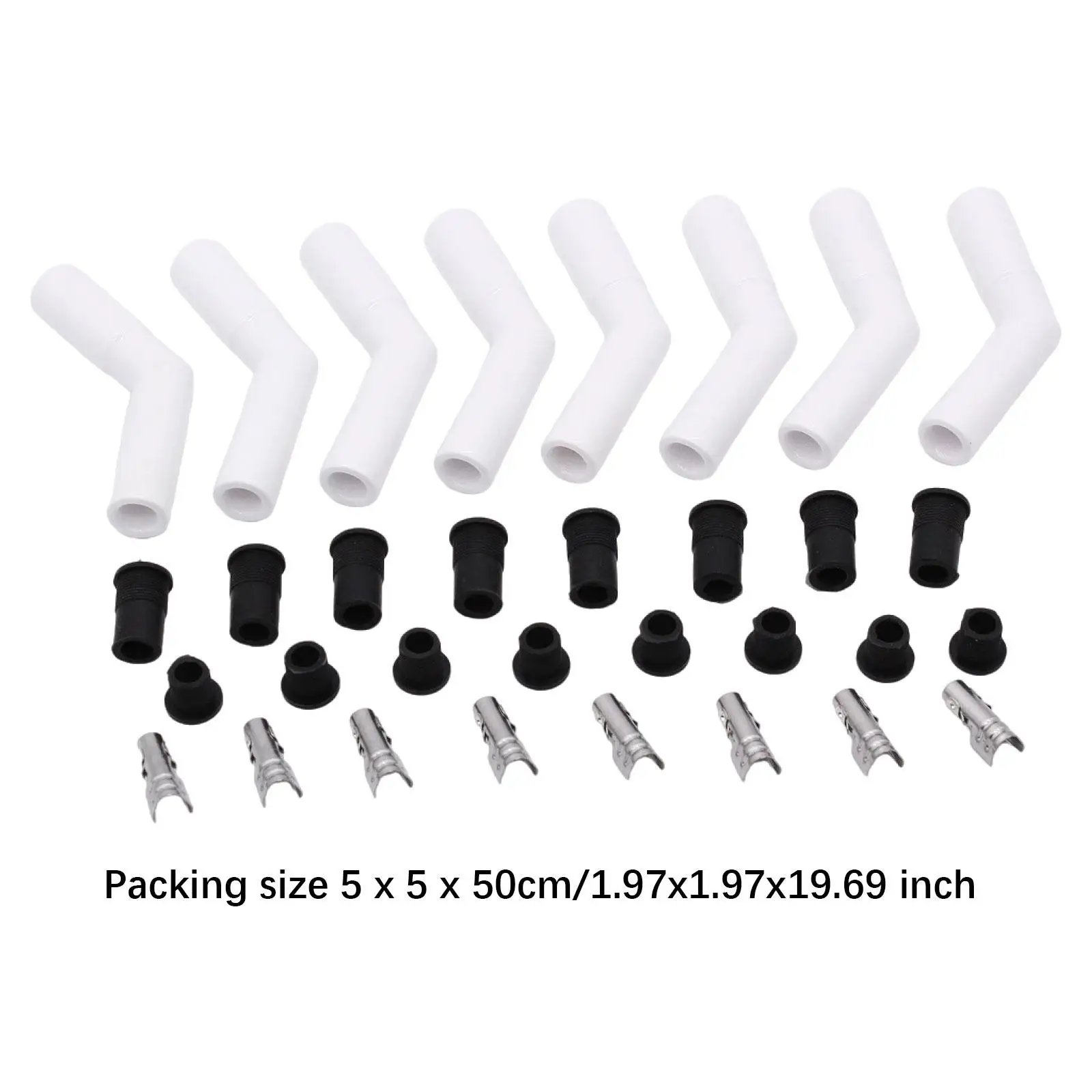 

8 Piece White Ceramic Spark Plug Boot Kit with Wire Terminals for Efficient Engine Maintenance
