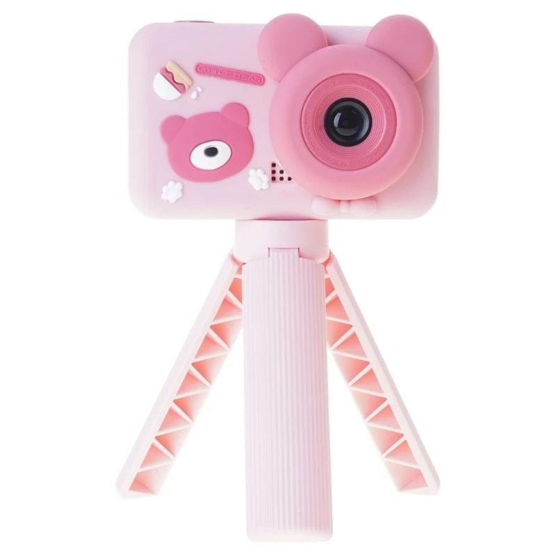 Digitalkamera für Kinder, bezauberndes Bären-Design, Doppellinse, Fotografie, abnehmbarer Ständer, einfache Schnittstelle, 15UB