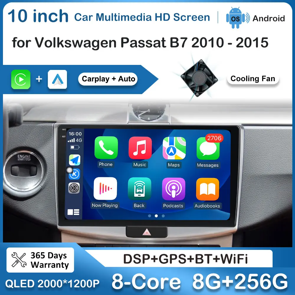 

10 '' for VW Volkswagen Passat B7 2010 - 2015 Android Auto Car Multimedia Radio Player GPS Navi Carplay BT HD Screen DSP Stereo