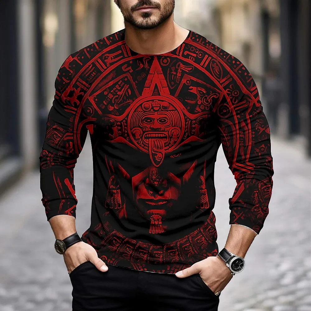 Mexico Skull Graphic Men\'s T-Shirts For Men 3D Printed Autumn Tops Long Sleeve O-neck Fashion Casual Oversized Tee Shirts Unisex