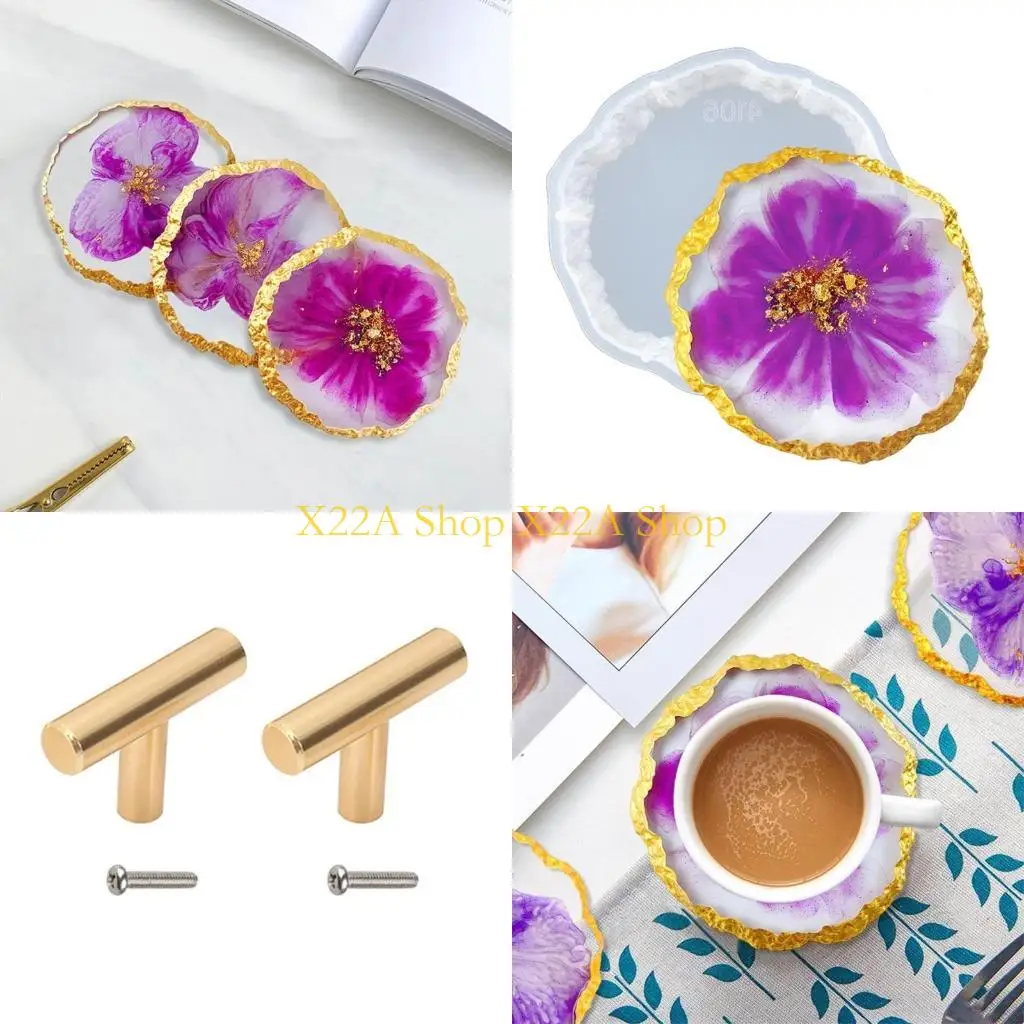 Unique Agate Coasters Silicone Mold Storage Box Mold Epoxy Resin Casting Molds for Making Faux Agate Tray,Serving Board