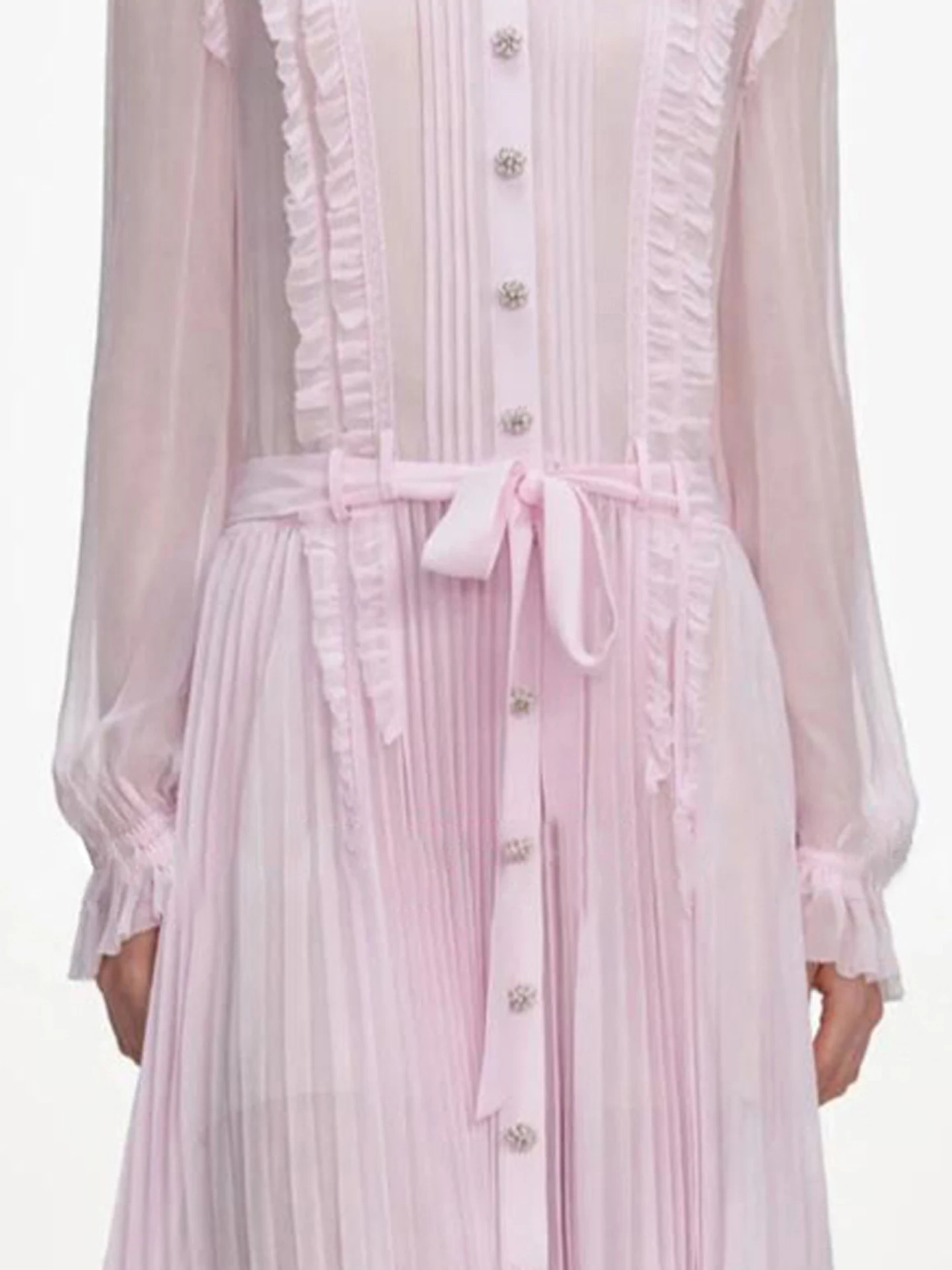 달콤한 장식이 있는 인형 칼라 주름 드레스 여성 프리미엄 패션 가을 겨울 출퇴근 스타일 하이웨이스트 롱 스커트...