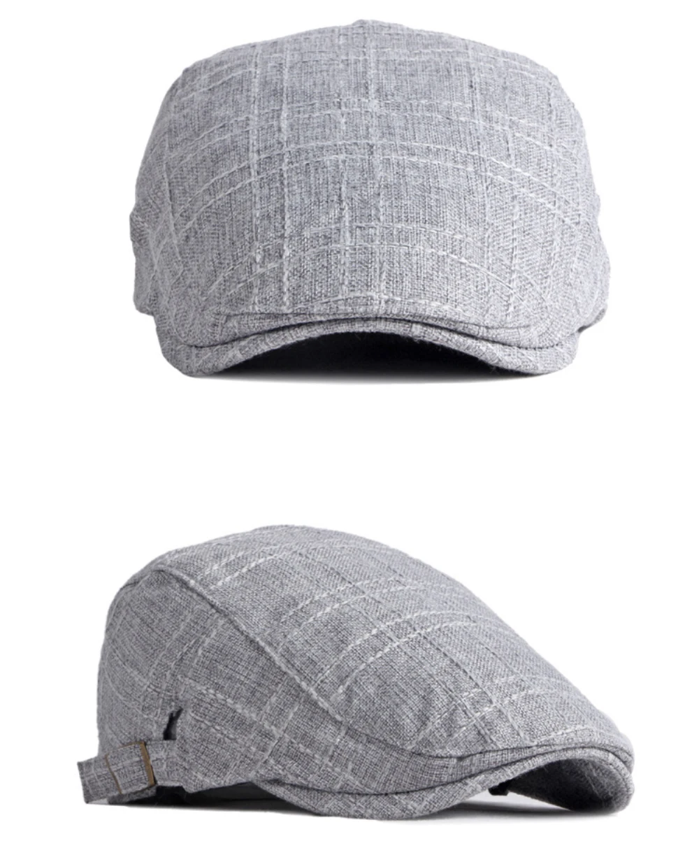 HT3098 Herren- und Damen-Baskenmützen, Atmungsaktiver Frühling-Sommer-Sonnenhut, Künstler-Leinen-Flatcap, Verstellbare Baskenmütze für Männer und Frauen – Detail 8