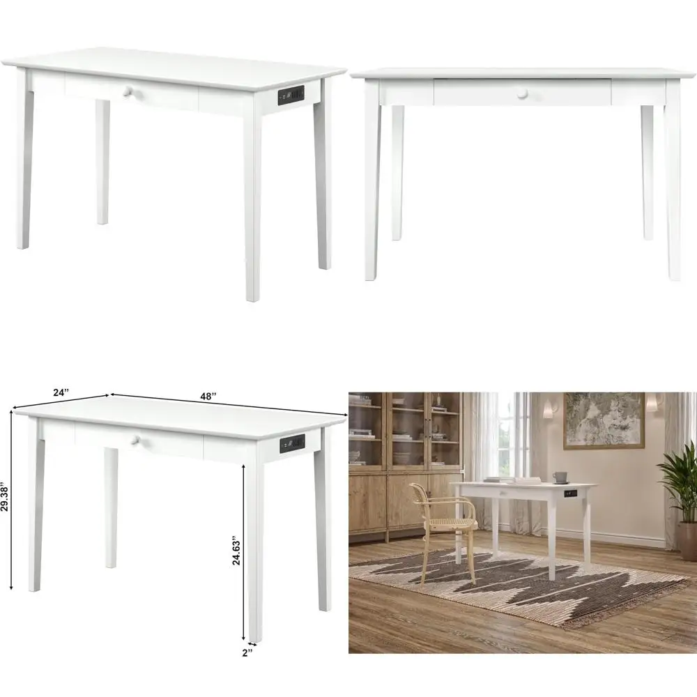 , Mesa Shaker com gaveta e estação de carregamento, branca