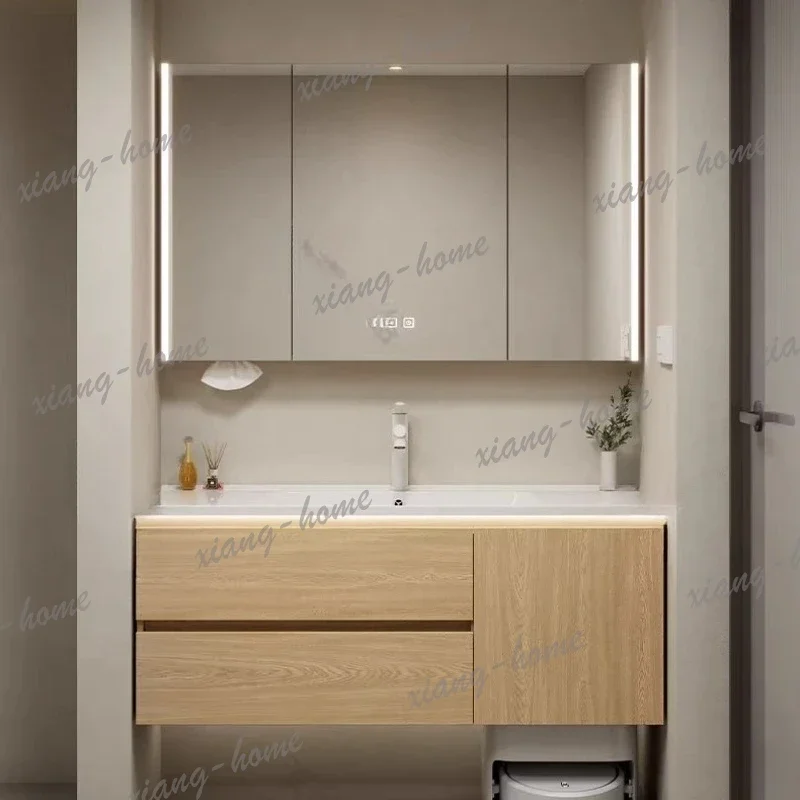 YJ Furniture Makeup Bathroom Cabinets Toilet Sink Home Furniture Bathroom Cabinets Retro Wood Furniture Armario De Baño MH40YSG