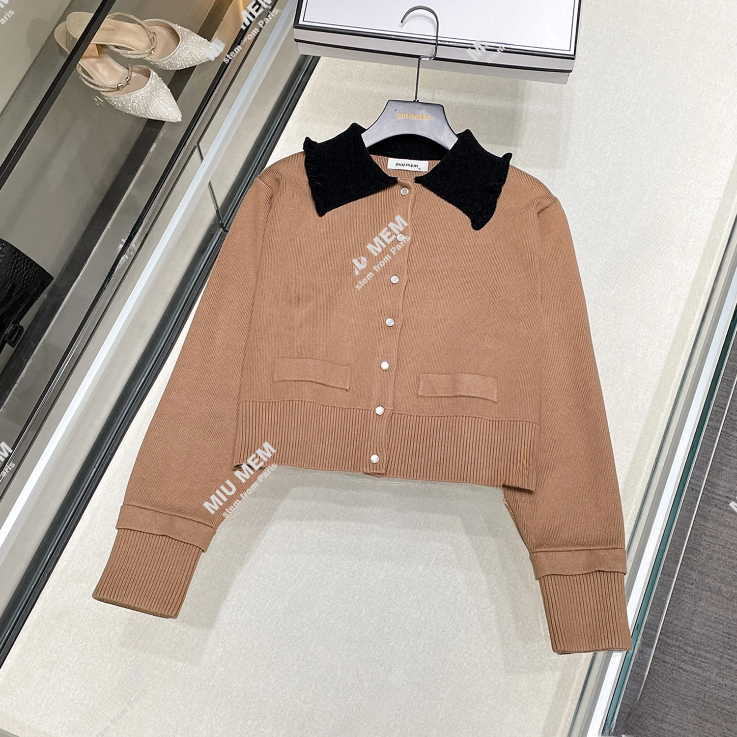 

SIVOS High-End European Sle Women's Knitted Cardigan ort Sve Collar Button up Top Ladies Commute Faion