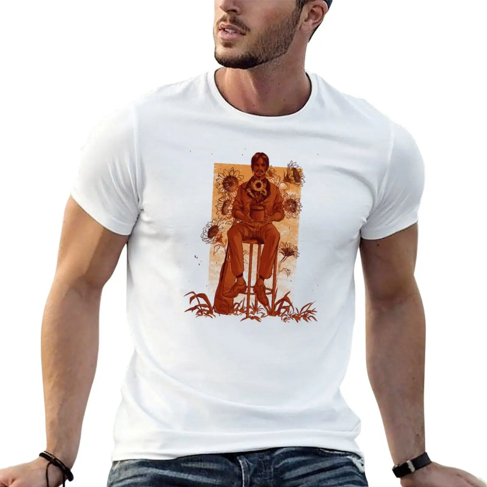 {رعاة البقر الأزهار} جافير اسكويلا تي شيرت القطن تي شيرت جودة عالية مضحك تي شيرت القطن رجل التي شيرت تي شيرت