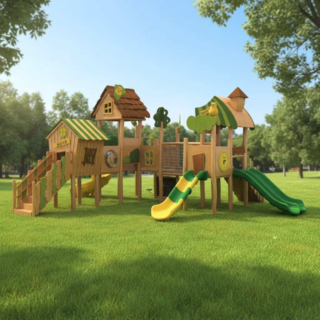 Customized Wooden Cabin Small Animal Park Slide Group Outdoor Sports Equipment Children's Sports Entertainment Playground view 2