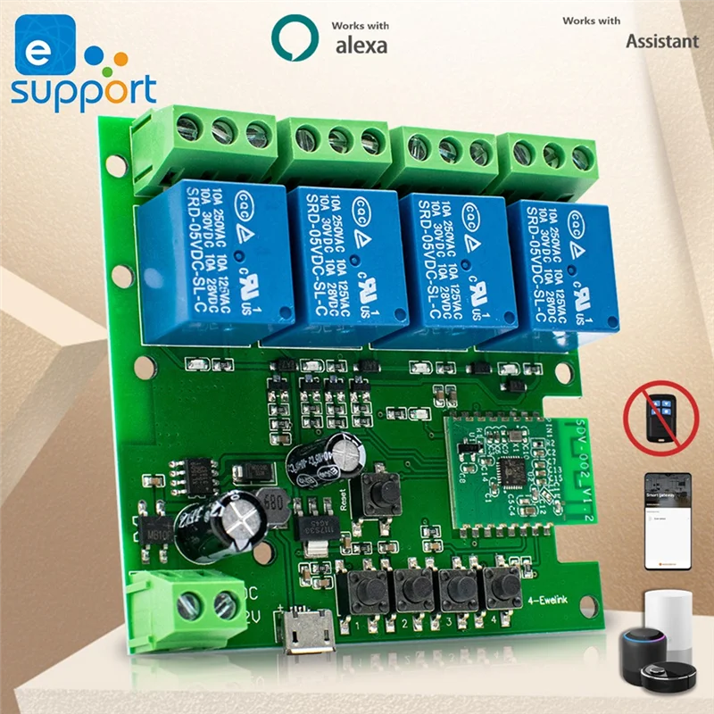B47C 4CH Smart Switch Modul Selbstsichernde Und Zeitschaltuhr Drahtlose WIFI Fernbedienung