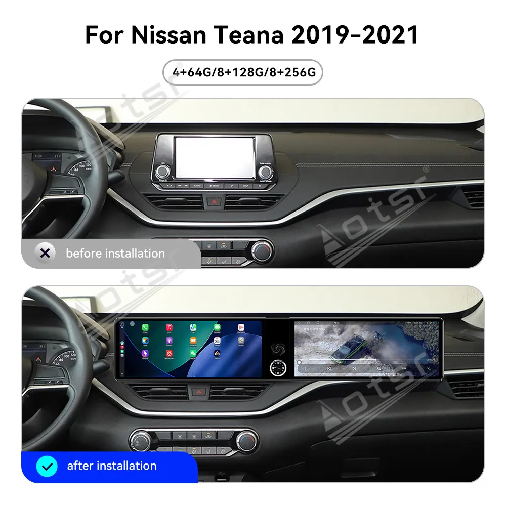 

12.3-дюймовый HD-экран с двумя дисплеями, Android 13, для Nissan Teana 2019-2021, автомобильные гаджеты, GPS-навигация, мультимедийный проигрыватель, стереосистема, головное устройство