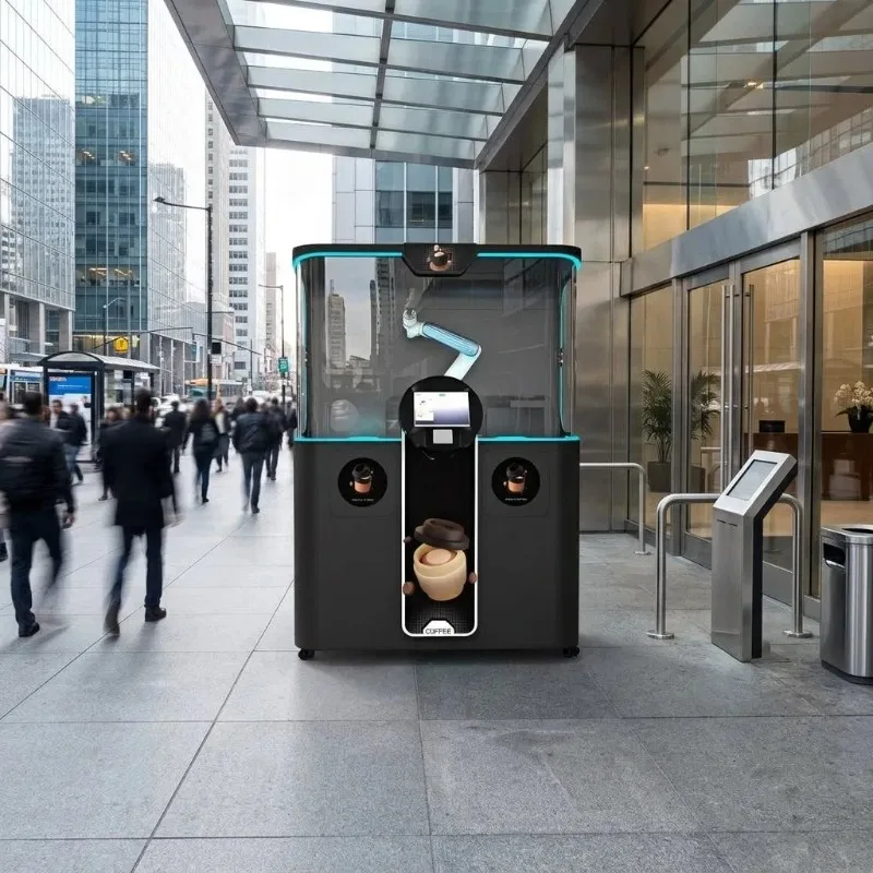 Fresh Ground Robotic Coffee Vending Machine with Multiple Payment System