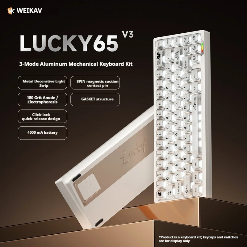 

New Weikev Lucky65-V3 4000mah Long Battery Life Magnetic Hot-Swappable Three-Mode Wireless Mechanical Keyboard boy gifts
