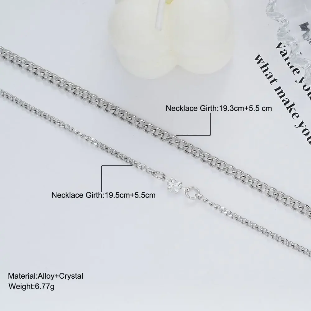 2 قطع أزياء بسيطة الفولاذ المقاوم للصدأ سوار مجموعة للزوجين للجنسين النساء الرجال عاشق كريستال القلب فضي سلسلة أساور مجوهرات