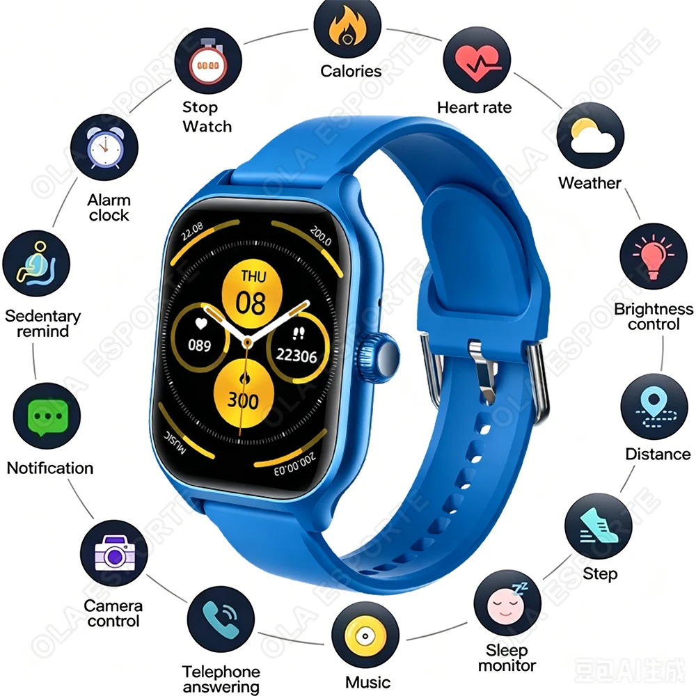 

2026 New Smart Watch For Men Women 1.83-Inch Full Touch Display BT Call Sports Monitoring SmartWatch For Android&IOS Phone HW12