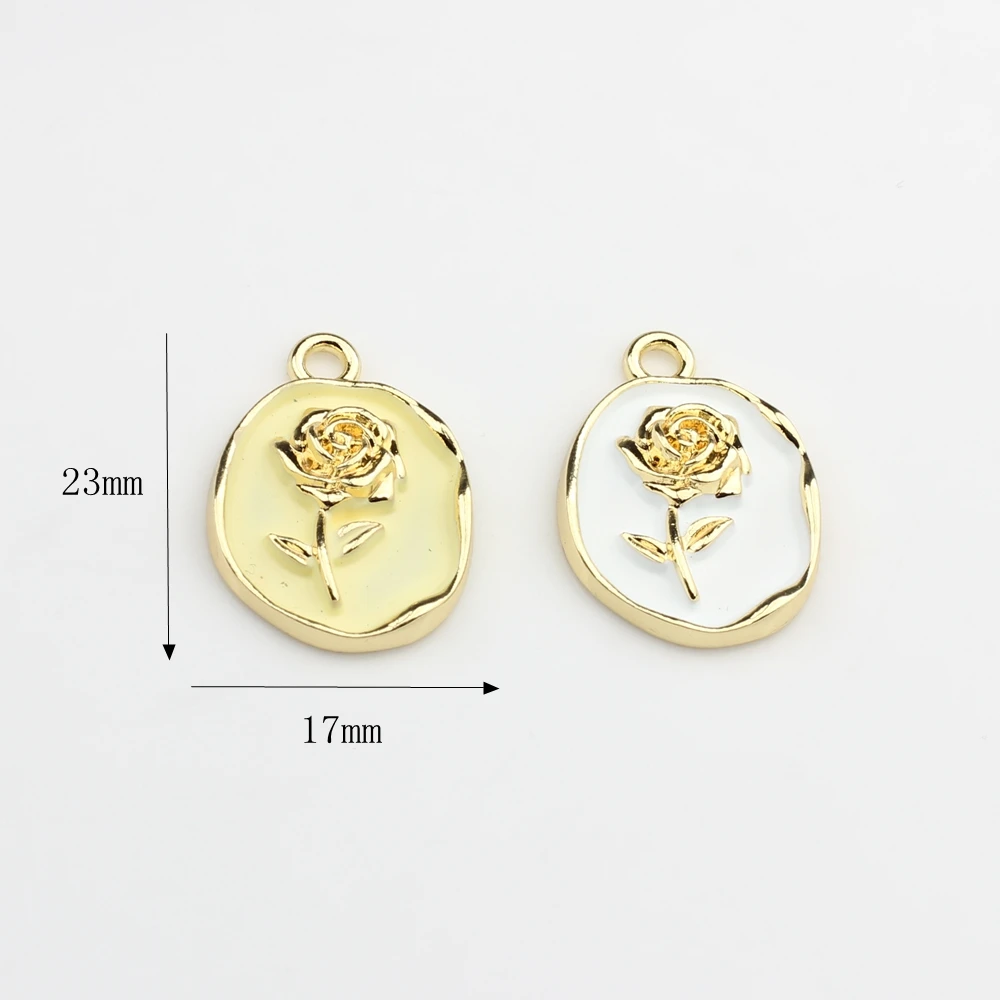 Zinc Alloy  Charms Pendant Rose Flowers Coin Charms 10pcs/lot For DIY Jewelry Making Finding Accessories