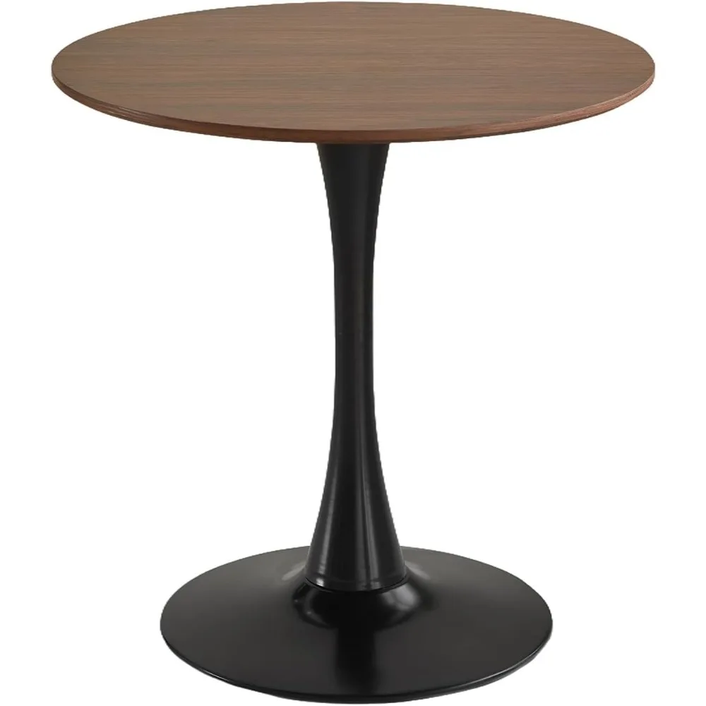 

Compact 24 Inch Round Wood Dining Table Mid Century Modern Seats 2-4 Kitchen Living Office Cafe Walnut