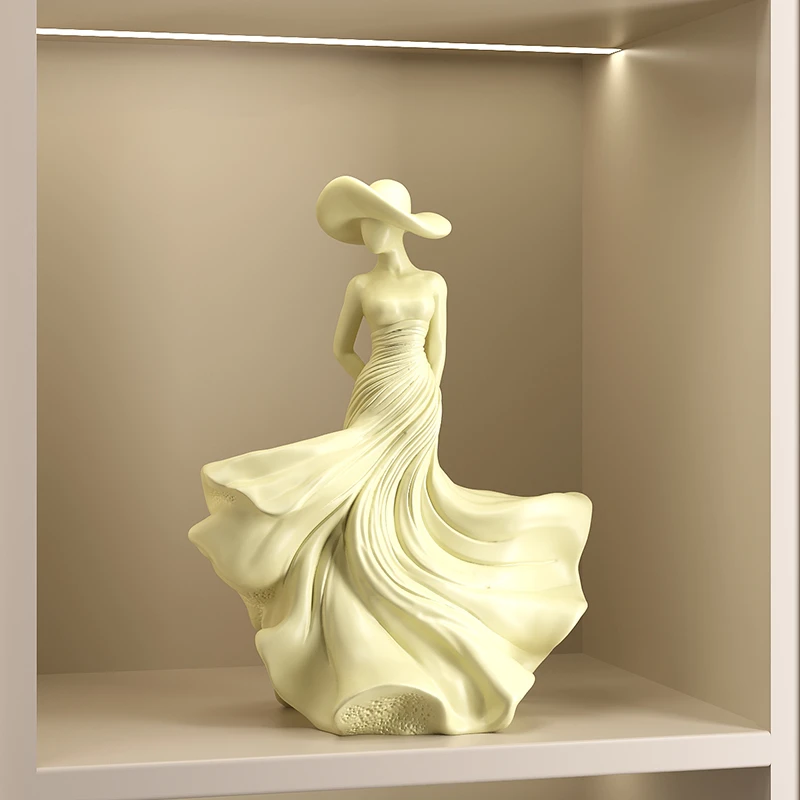 WSHYUFEI Gift From Spring for Yourself  Girl Wearing Dress Home Decor High-End Resin Crafts Mother\'s Day Gift Office Decoration
