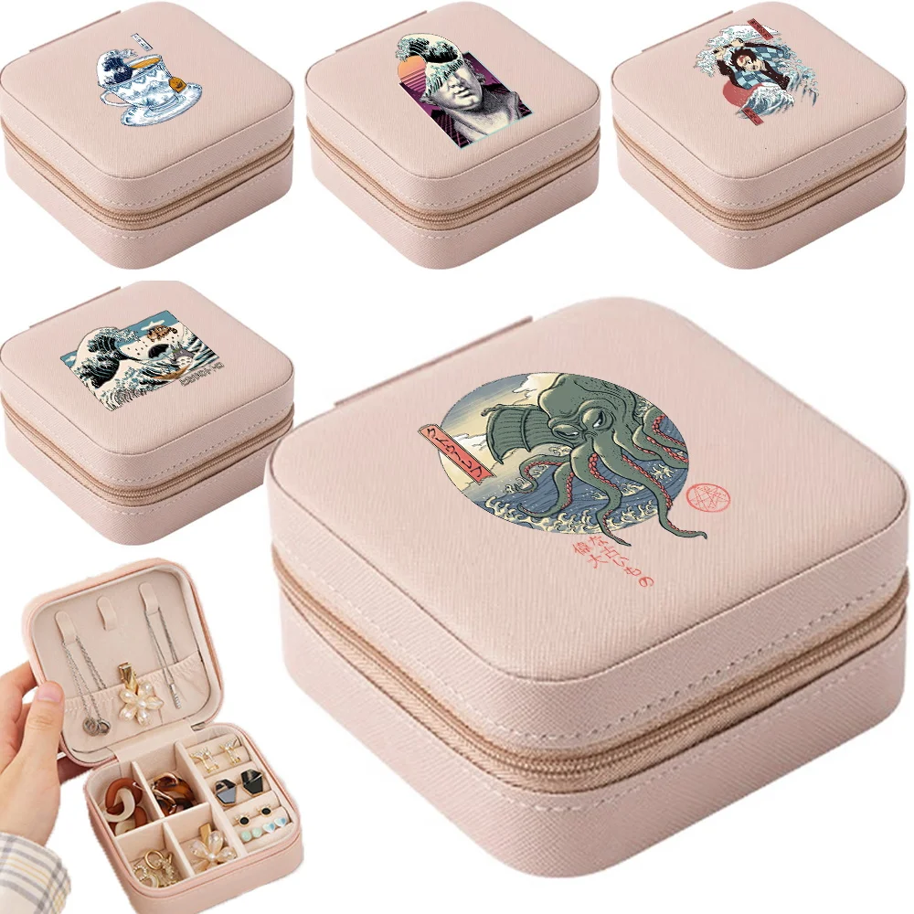 

Packaging Jewelry Box Travel Jewelry Case Wave Pattern Storage Earring Necklace Jewelers Portable Jewelry Organizer Display