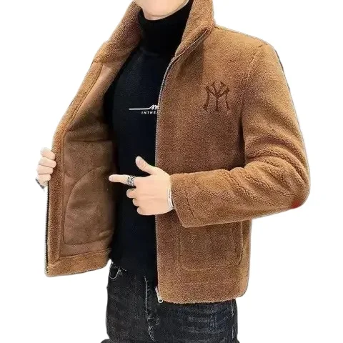 الرجال الشتاء صوف مبطن سميكة سترة قصيرة الخريف الشتاء نمط جديد الملابس الدافئة قصيرة طول معطف الصوف عادية فضفاض صالح #1