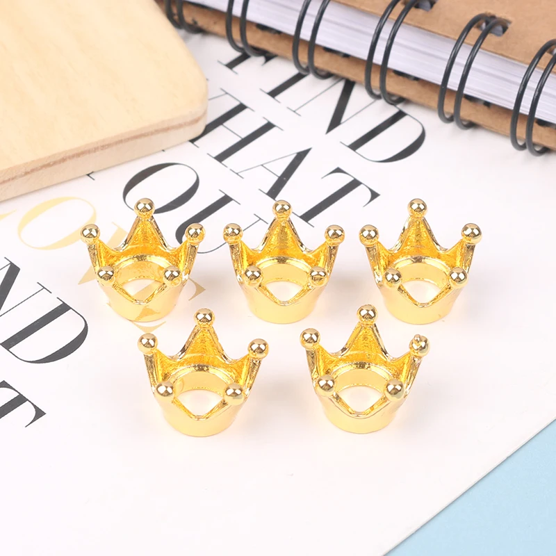 5pcs Dollhouse Miniature Mini Metal Crown Princess Headwear Model Dolls Accessories Kids Pretend Play Toys