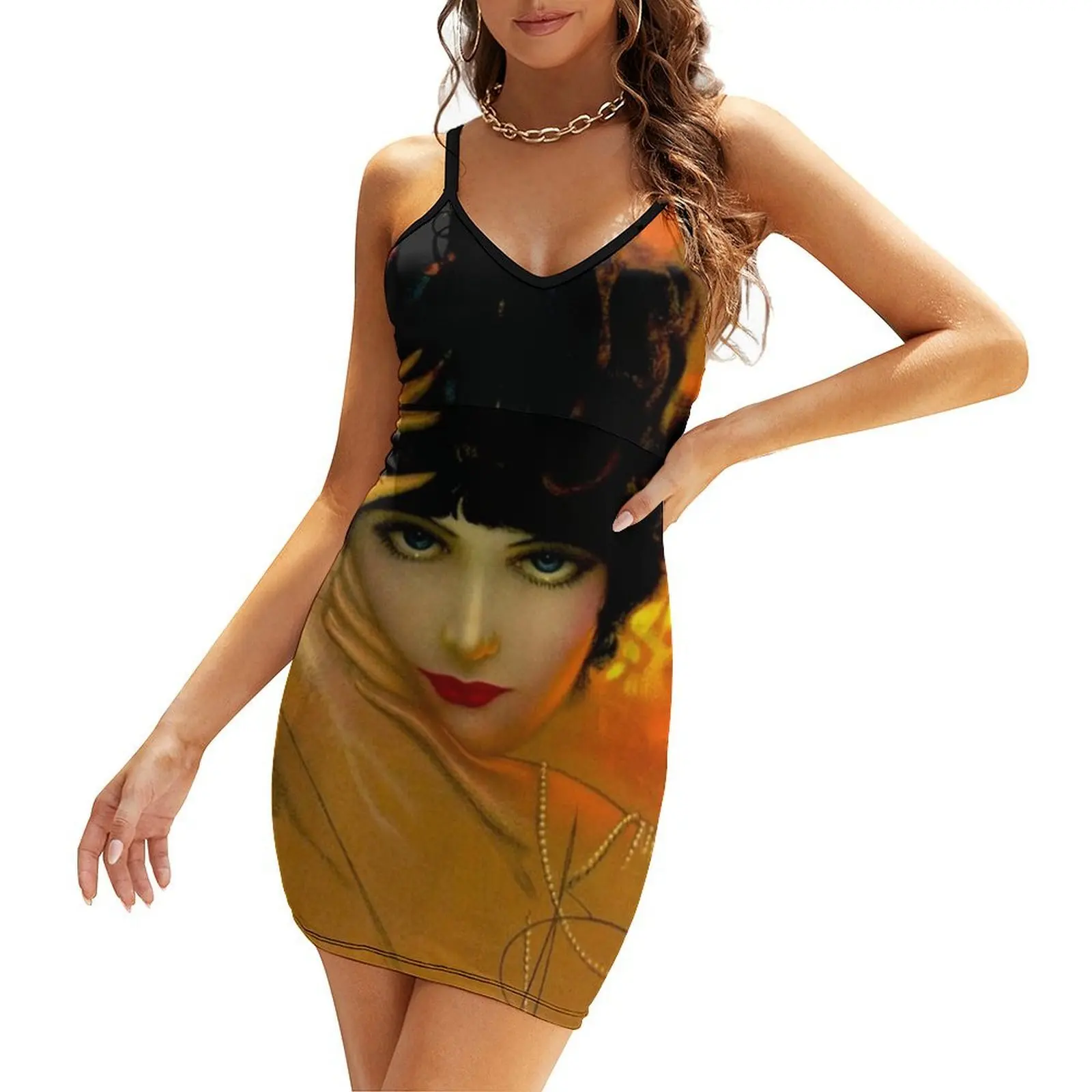 

FLAPPER BEAUTY: Vintage Painting Print Sling Dress elegant party dresses for women 2025 Summer women's clothing Dance dresses