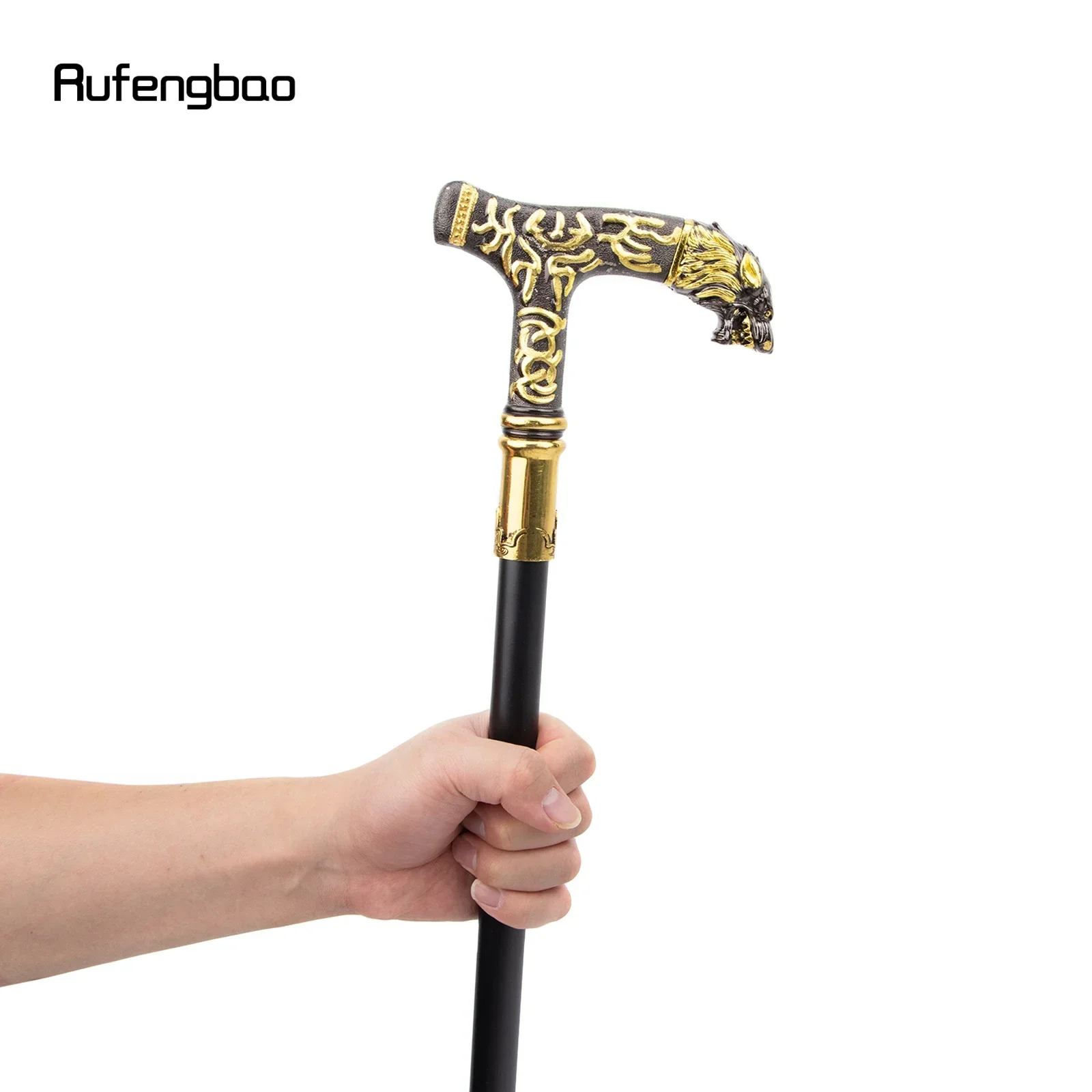 الذهبي الأسود الذئب مقبض واحد مشترك موضة عصا للمشي ديكور Cospaly حفلة المشي قصب هالوين Crosier 93 سنتيمتر