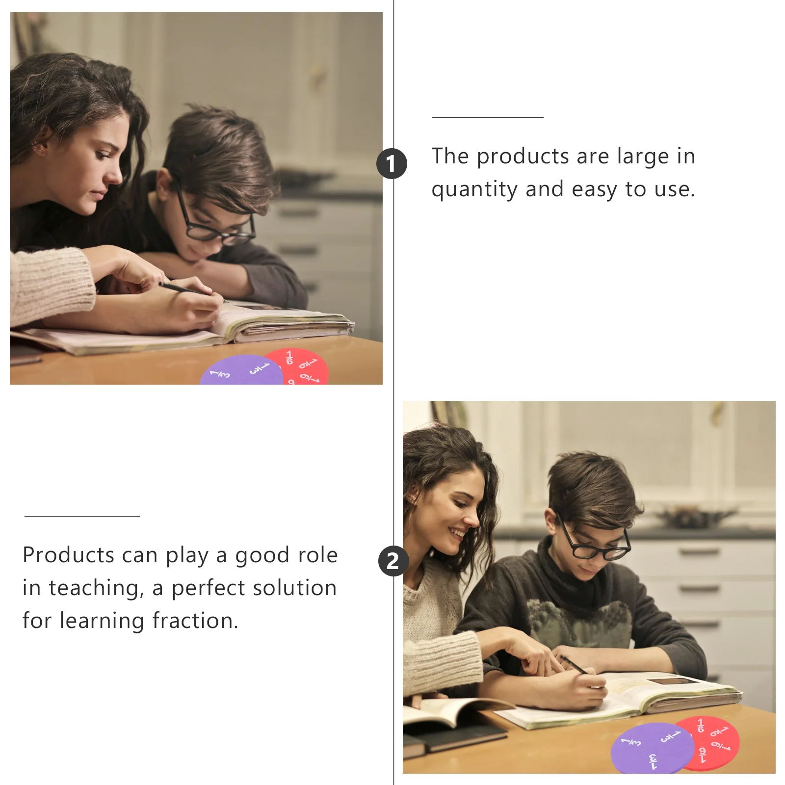 

18pcs 2 Sets Students Circles Durable Educational Teaching Aids Bright Colors Easy Use Fraction Tray Classroom Kit Study